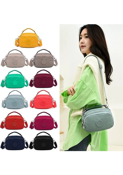 Qiuming Shop Rengi Zümrüt Kadın Messenger Crossbody Tote Kanvas Omuz Deri Ünlü Çanta (Yurt Dışından)