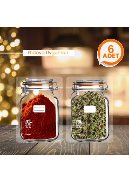 Mini Boy Klips Kapaklı Kavanoz Görünümlü Saklama Poşeti-6 ADET-200 ml