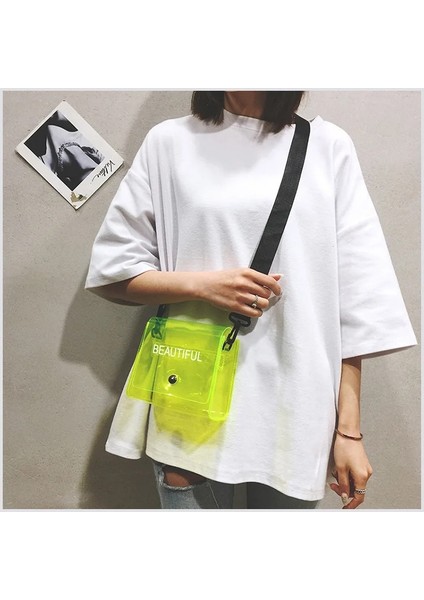 Kadın Crossbody Mektup Kalıpçı Messenger Pvc Jöle Küçük Bez Çanta (Yurt Dışından)