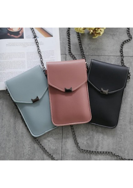 Kedi Kulak Şeffaf Dokunmatik Ekran Retro Cep Telefonu Kadın Zincir Postacı Küçük Flap Kalıpçı Çanta (Yurt Dışından) fiyatları