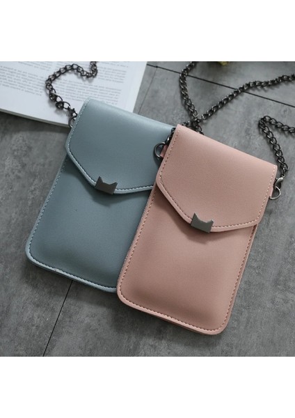 Kedi Kulak Şeffaf Dokunmatik Ekran Retro Cep Telefonu Kadın Zincir Postacı Küçük Flap Kalıpçı Çanta (Yurt Dışından) fırsatları