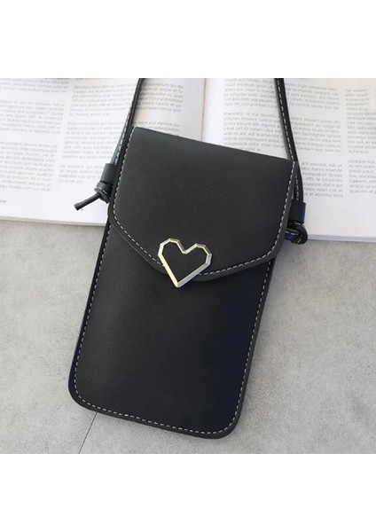 Kalp Kadın Telefon Şeffaf Kadın Bozuk Para Cüzdanı Çapraz Omuz Kızlar Sevimli Telefon Kalp Tipi Çile Cep Kılıfı Kesesi Çanta (Yurt Dışından)