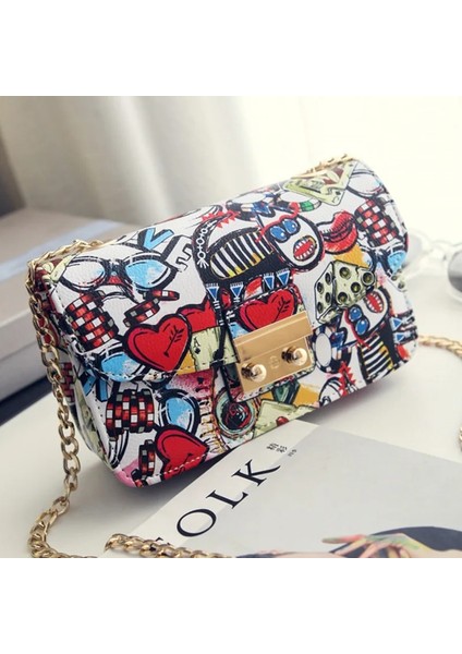 Aşk Kadın Grafiti Kadın Zincir Mini Kadın Haberci Kadın Debriyaj Çanta (Yurt Dışından) fiyatları