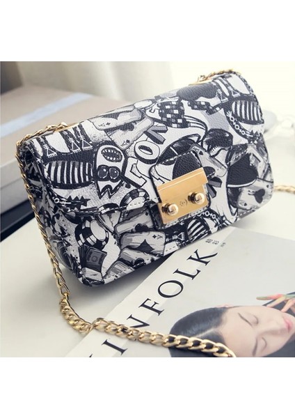 Aşk Kadın Grafiti Kadın Zincir Mini Kadın Haberci Kadın Debriyaj Çanta (Yurt Dışından) modelleri