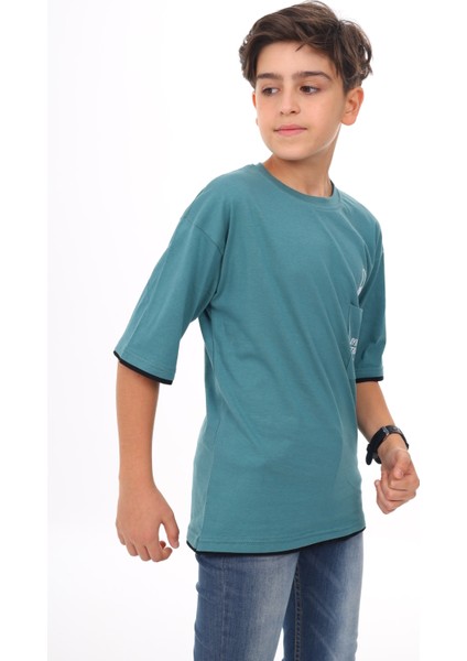 Angelos Girls Erkek Çocuk Cep Baskılı T-Shirt 9-14 Yaş LX6967