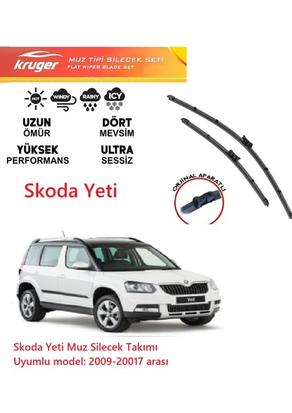 Skoda Yeti Ön Cam Silecek Seti 2009-2017 Arası Araca Özel Orjinal Aparat 60X48