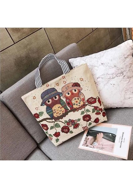 Kadın Kız Tuval Büyük Çizgili Omuz Tote Plaj Renkli Çizgili Çanta (Yurt Dışından) indirimleri