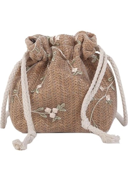 Küçük Omuz Kadın Ipli Hasır Plaj Çiçek Nakış Kadın Seyahat Dantel Crossbody Çanta (Yurt Dışından)