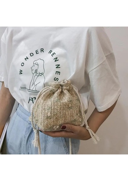 Küçük Omuz Kadın Ipli Hasır Plaj Çiçek Nakış Kadın Seyahat Dantel Crossbody Çanta (Yurt Dışından) fırsatları