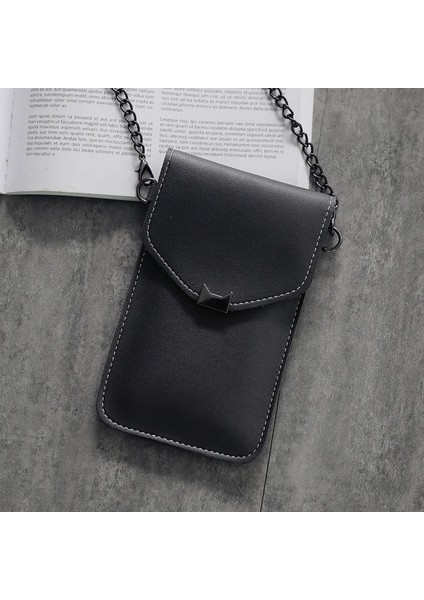 Kedi Kulak Şeffaf Dokunmatik Ekran Retro Cep Telefonu Kadın Zincir Postacı Küçük Flap Kalıpçı Çanta (Yurt Dışından)