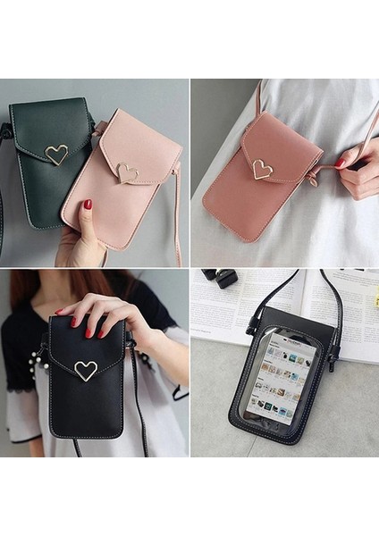 Kalp Kadın Telefon Şeffaf Kadın Bozuk Para Cüzdanı Çapraz Omuz Kızlar Sevimli Telefon Kalp Tipi Çile Cep Kılıfı Kesesi Çanta (Yurt Dışından) fiyatları