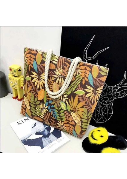 Gökkadın Kız Tuval Büyük Çizgili Omuz Tote Plaj Renkli Çizgili Çanta (Yurt Dışından) indirimleri