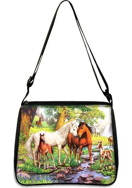 30CM Hayvan Baskı Omuz Kadın Eğlence Taşınabilir Kanvas Messenger Kadın Küçük Retro Debriyaj Kadın Çapraz Çanta (Yurt Dışından)