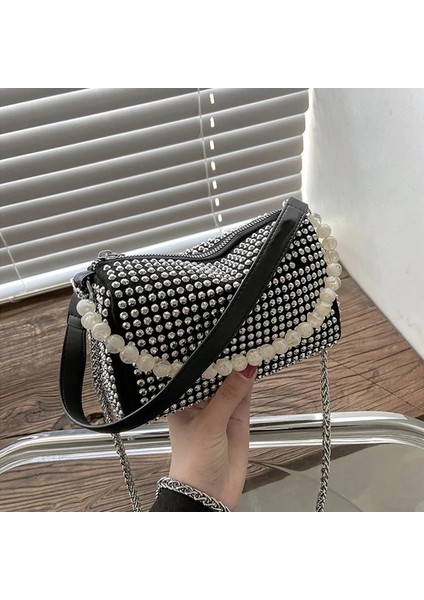 Inci 18X9X12CM Taklidi Elmas Zincir Crossbdoy Kadın Taşınabilir Küçük Kadın Askılı Debriyaj Boston Çanta (Yurt Dışından)