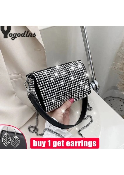 Inci 18X9X12CM Taklidi Elmas Zincir Crossbdoy Kadın Taşınabilir Küçük Kadın Askılı Debriyaj Boston Çanta (Yurt Dışından) fırsatları