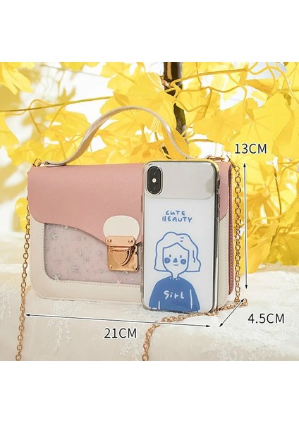13CM x 4.5cm x 21CM Pullu Yıldız Mini Kare Paket Omuz Küçük Messenger Crossbody Debriyaj Cüzdan Çanta (Yurt Dışından) modelleri
