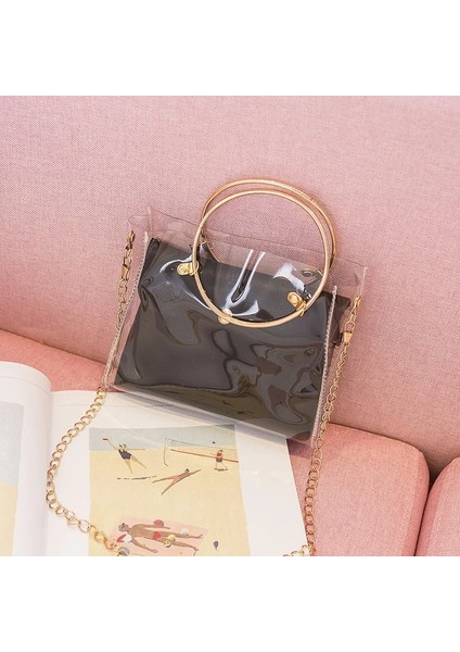 Kadın Şeffaf Kova Şeffaf Pvc Jöle Küçük Omuz Kadın Zincir Crossbody Messenger Çanta (Yurt Dışından) fiyatları