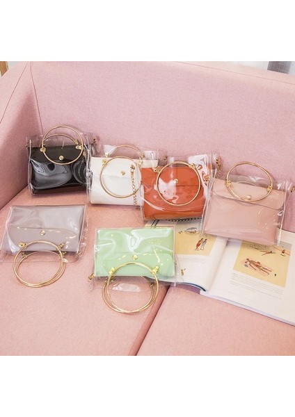 Kadın Şeffaf Kova Şeffaf Pvc Jöle Küçük Omuz Kadın Zincir Crossbody Messenger Çanta (Yurt Dışından) fırsatları