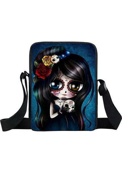 Xkb KL25 L23CM G Y Karikatür Gotik Kız Messenger Kadın Seyahat Kadın Omuz Tuval Crossbody Küçük Satchel Bookbag Çanta (Yurt Dışından)