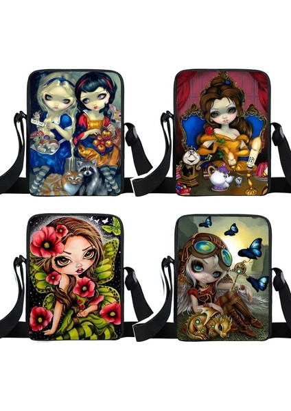 Xkb KL25 L23CM G Y Karikatür Gotik Kız Messenger Kadın Seyahat Kadın Omuz Tuval Crossbody Küçük Satchel Bookbag Çanta (Yurt Dışından) fiyatları