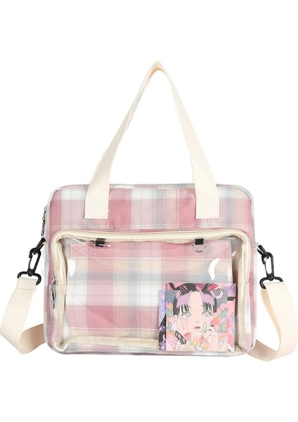 Süslemeler Olmadan Ekose Sevimli Crossbody Kız Japon Okul Kadını Omuz Anime Rozeti Aksesuarları Tote Kawaii H221 Çanta (Yurt Dışından)