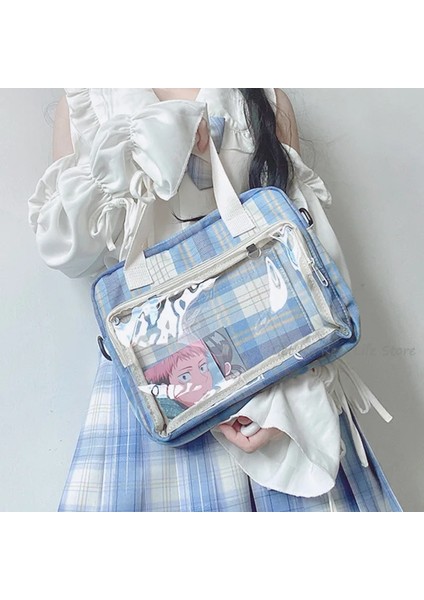 Süslemeler Olmadan Ekose Sevimli Crossbody Kız Japon Okul Kadını Omuz Anime Rozeti Aksesuarları Tote Kawaii H221 Çanta (Yurt Dışından) fiyatları