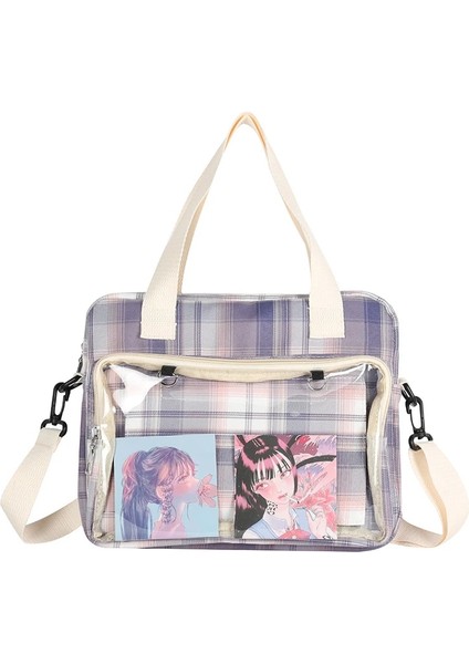 Süslemeler Olmadan Ekose Sevimli Crossbody Kız Japon Okul Kadını Omuz Anime Rozeti Aksesuarları Tote Kawaii H221 Çanta (Yurt Dışından)