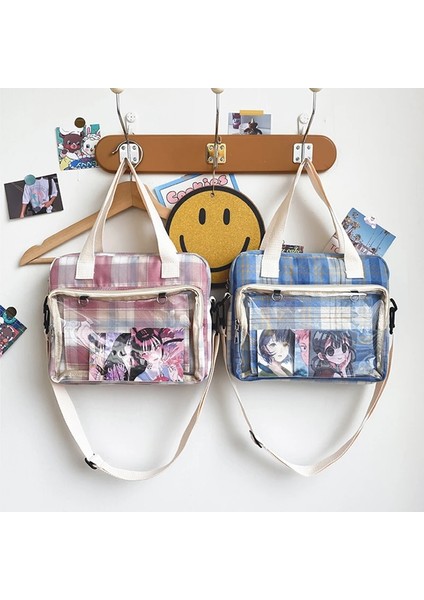 Süslemeler Olmadan Ekose Sevimli Crossbody Kız Japon Okul Kadını Omuz Anime Rozeti Aksesuarları Tote Kawaii H221 Çanta (Yurt Dışından) indirimleri