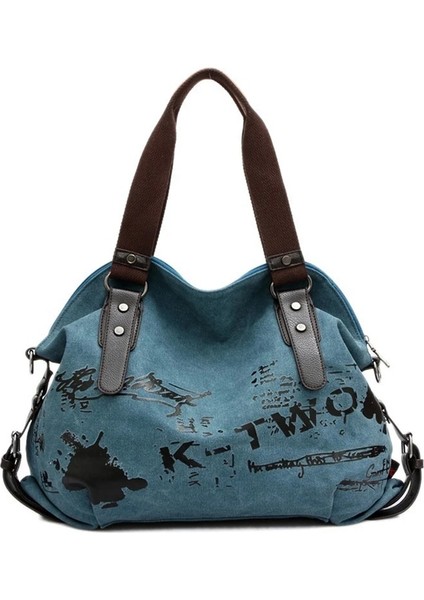 Vintage Graffiti Kadın Kanvas Kadın Ünlü Omuz Kadın Tote Büyük Crossbody Muje Çanta (Yurt Dışından) indirimleri