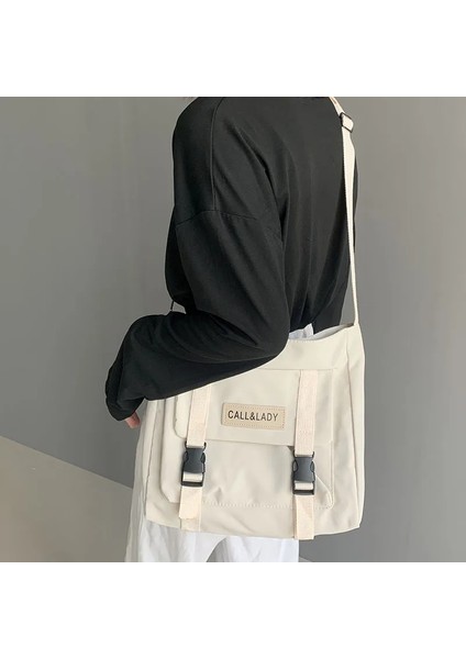 Tuval Kadın Messenger Kore Büyük Omuz Crossbody Tudent Naylon Kumaş Kitap Çanta (Yurt Dışından)