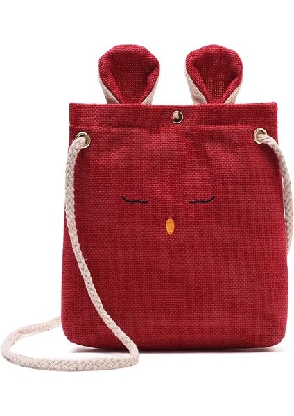 16X X4CM Küçük Crossbody Anvas Sevimli Kulak Omuz Messenger Kız Kadın Telefon Çanta (Yurt Dışından)