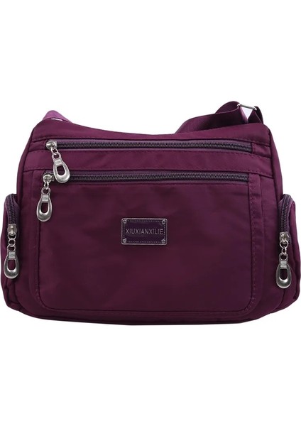 03 Kadın Omuz Askılı Naylon Oxford Su Geçirmez Fermuar Paketi Büyük Kapasiteli Seyahat Crossbody Çanta (Yurt Dışından)