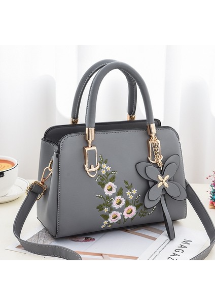 Taş Kadın Messenger Işlemeli Çiçek Büyük Kapasiteli Omuz Küçük Kare Çanta (Yurt Dışından)