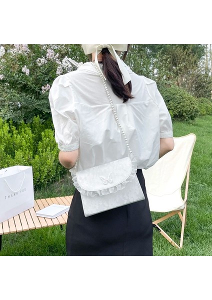 Kelebek 21X1 Retro Crossbody For Vintage Lace Pearl Chain Ladies Square Shoulder Female Clutch Purse Hand Sac Çanta (Yurt Dışından) fiyatları