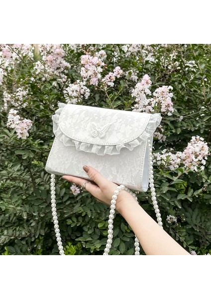 Kelebek 21X1 Retro Crossbody For Vintage Lace Pearl Chain Ladies Square Shoulder Female Clutch Purse Hand Sac Çanta (Yurt Dışından) indirimleri