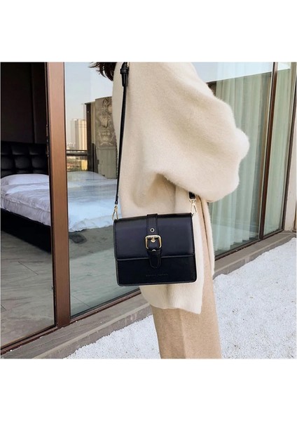 Msgher Katı Flap Kadın Omuz Muhtasar Fransız Vintage Klasik Doku Joker Mizaç Masaj Kadın WB3151 Çanta (Yurt Dışından) modelleri