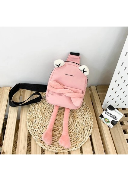 Kişilik Kız Küçük Karikatür Sevimli Kurbağa Messenger Göğüs Unisex Omuz Crossbody Naylon Kadın Çanta (Yurt Dışından)