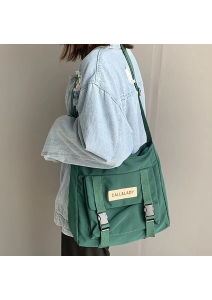 Tuval Kadın Messenger Kore Büyük Omuz Crossbody Tudent Naylon Kumaş Kitap Çanta (Yurt Dışından)