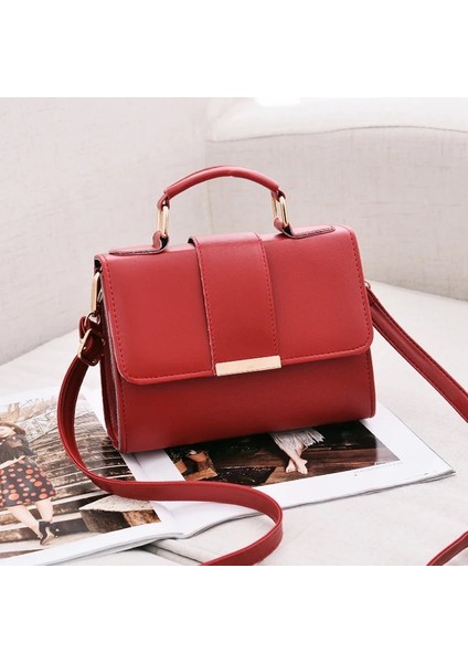 Düz Perçin Zinciri Küçük Kadın Crossbody Omuz Askılı Kadın Çanta (Yurt Dışından)