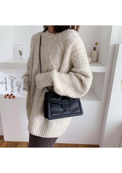 Düz Perçin Zinciri Küçük Kadın Crossbody Omuz Askılı Kadın Çanta (Yurt Dışından) modelleri