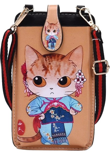 Kedi Kız Kadın Crossbody Cep Telefonu Omuz Günlük Kullanım Kart Sahibinin Mini Omuz Kadın Cüzdan Çanta (Yurt Dışından)