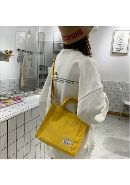 Kadife Kadın Tuval Omuz Crossbody Koreli Kadın Kısa Saplı Tote Çanta (Yurt Dışından) modelleri