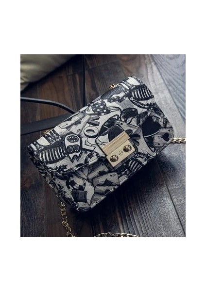 Aşk Kadın Grafiti Kadın Zincir Mini Kadın Haberci Kadın Debriyaj Çanta (Yurt Dışından)