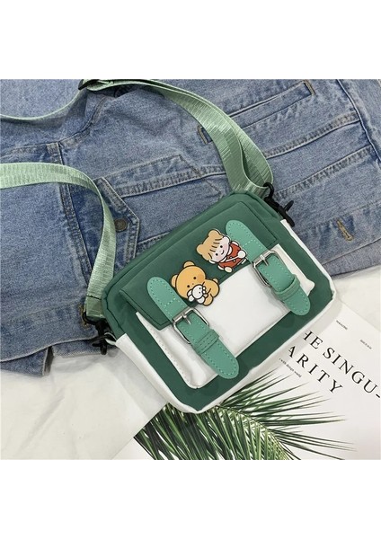 Crossbody Kadın Kanvas Kawaii Harajuku Tüm Maç Öğrencileri Kadın Kore Ulzzang Günlük Çanta (Yurt Dışından)