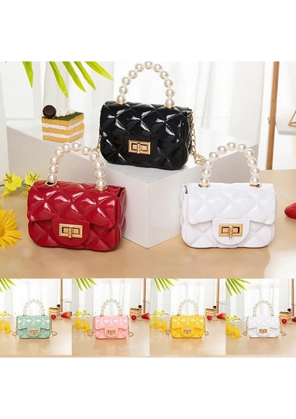 12X5X Kadın Mini Küçük Kare Omuz Messenger Taşınabilir Zincir Kız Pvc Jöle Inci Crossbody Rhombu Çanta (Yurt Dışından) modelleri