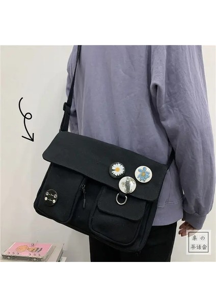 Xierya Kadın Kanvas Askılı Gençlik Kadın Omuz Öğrenci Büyük Kapasiteli Kadın Crossbody Kadın Paketi Çanta (Yurt Dışından)