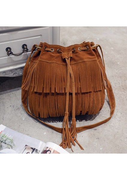 Retro Faux Süet Fringe Kadın Haberci Tote Püskül Omuz Crossbody Fesmall Na Çanta (Yurt Dışından) fiyatları