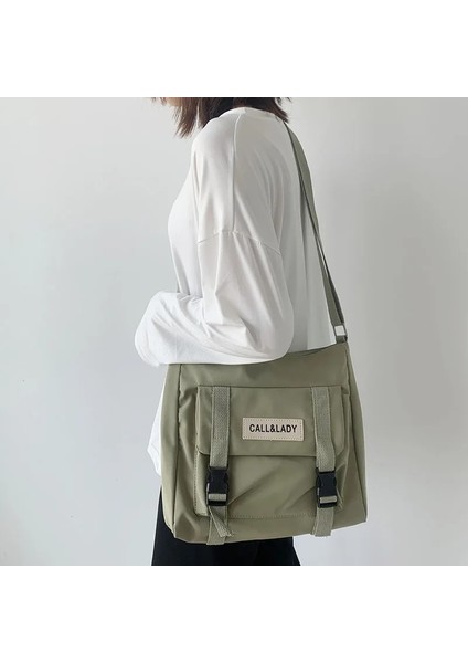 Tuval Kadın Messenger Kore Büyük Omuz Crossbody Tudent Naylon Kumaş Kitap Çanta (Yurt Dışından)