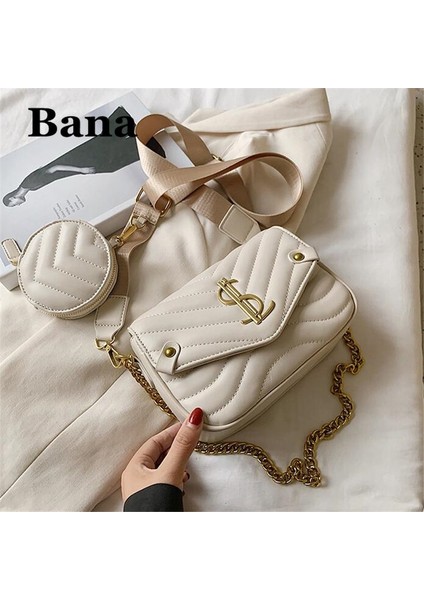 Kumral Kadın Zinciri Crossbody Mektubu Kadın Omuz Messenger Çanta (Yurt Dışından) modelleri