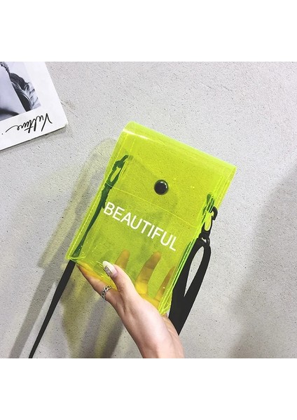 Kadın Crossbody Mektup Kalıpçı Messenger Pvc Jöle Küçük Bez Çanta (Yurt Dışından)